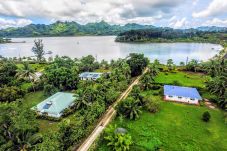 Huahine seen from the sky of Maroe bay and houses for rent