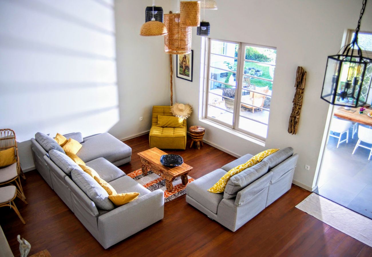 The indoor seating area The living room