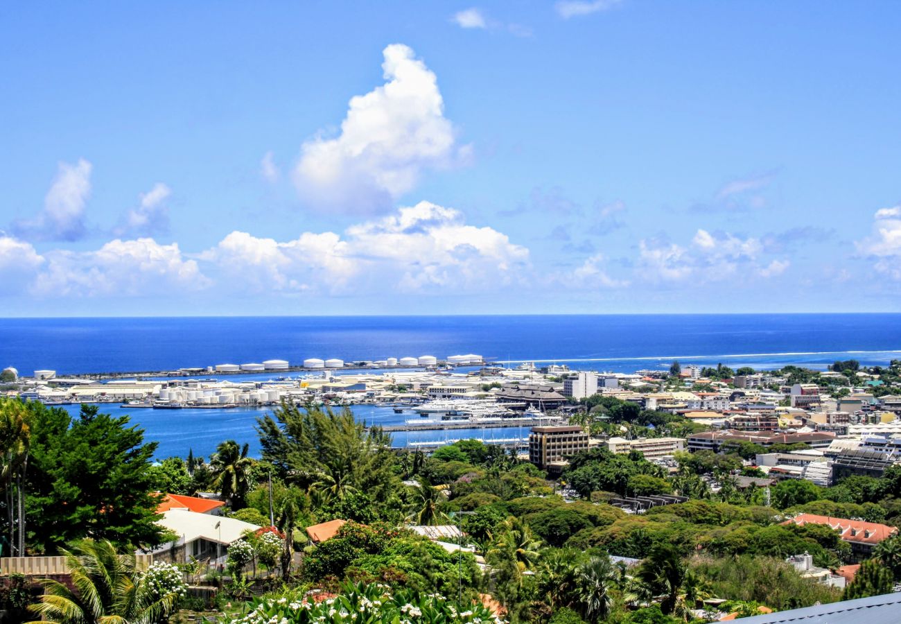 La vista sul porto di Papeete dalla terrazza Vista dalla terrazza