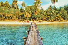 Pontón de Villa en la isla privada de Rangiroa