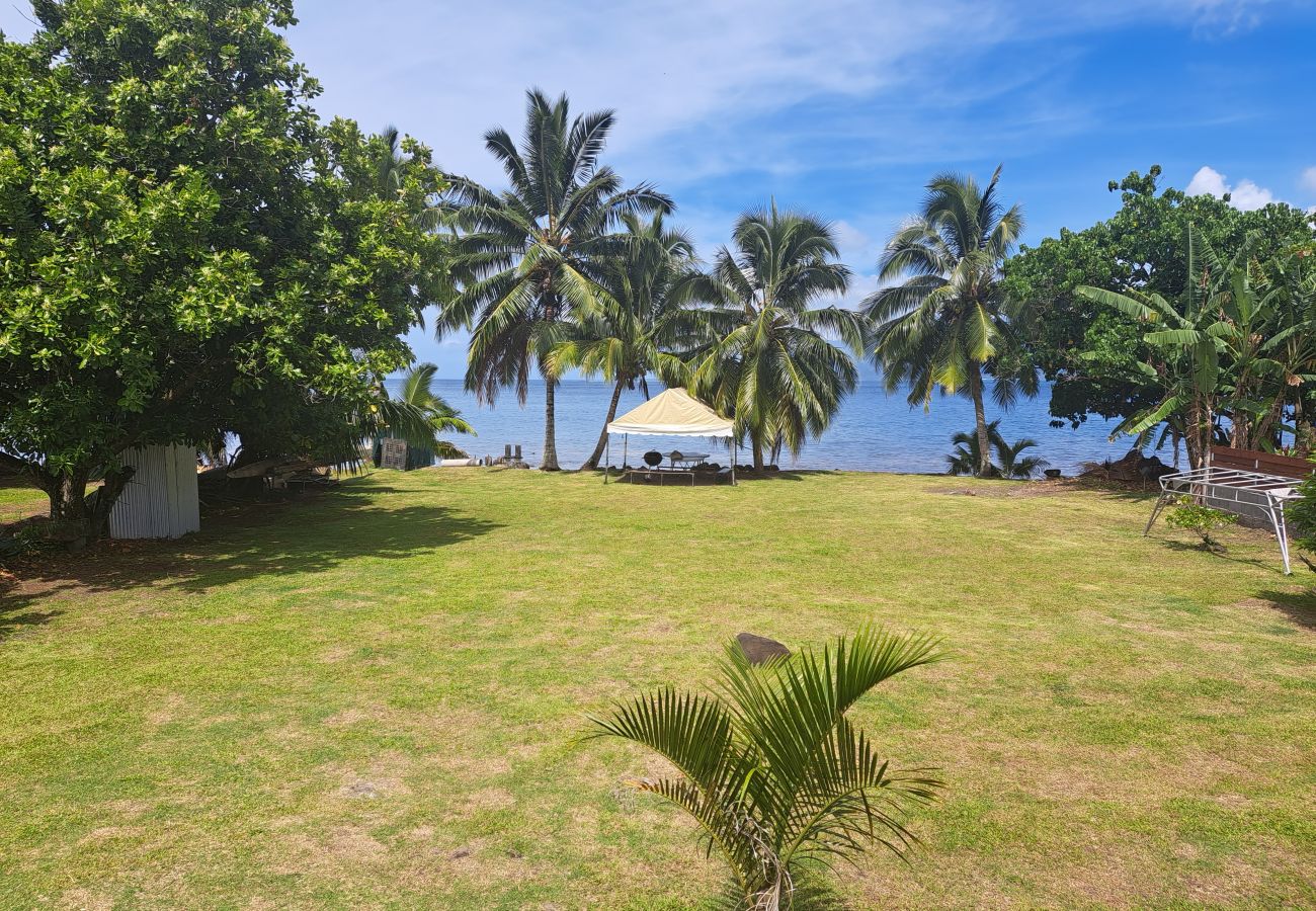 Le jardin avec vue lagon bord lagon